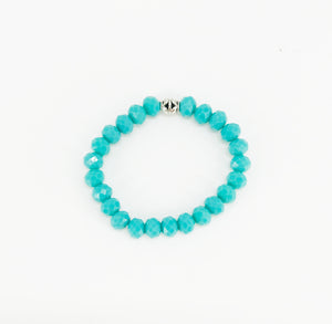 Lighter Turquoise Glass Bead Stretchy Bracelet