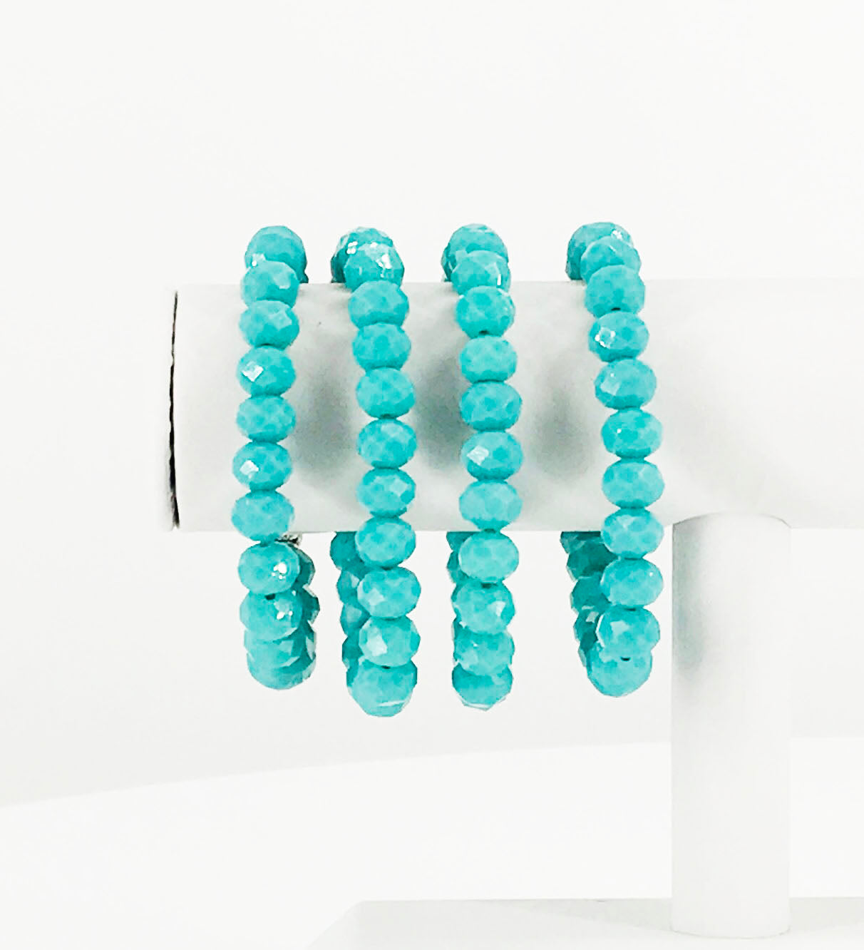 Lighter Turquoise Glass Bead Stretchy Bracelet