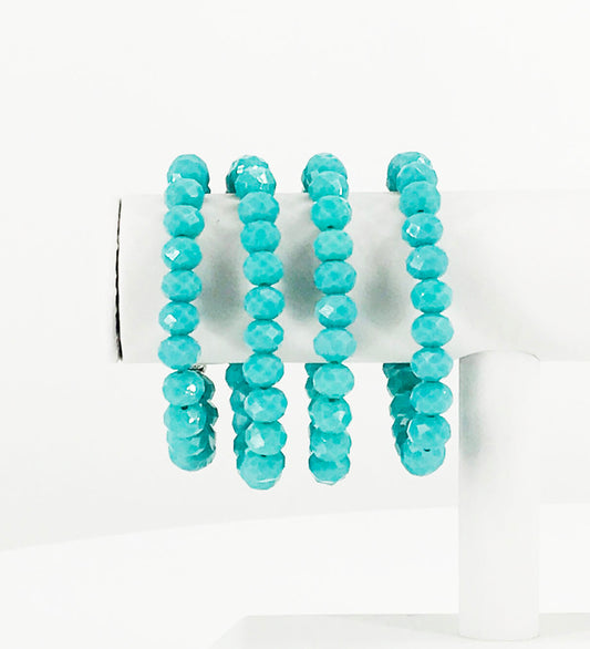 Lighter Turquoise Glass Bead Stretchy Bracelet