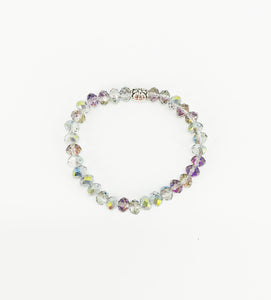 Iridescent Multi-Color Glass Bead Stretchy Bracelet
