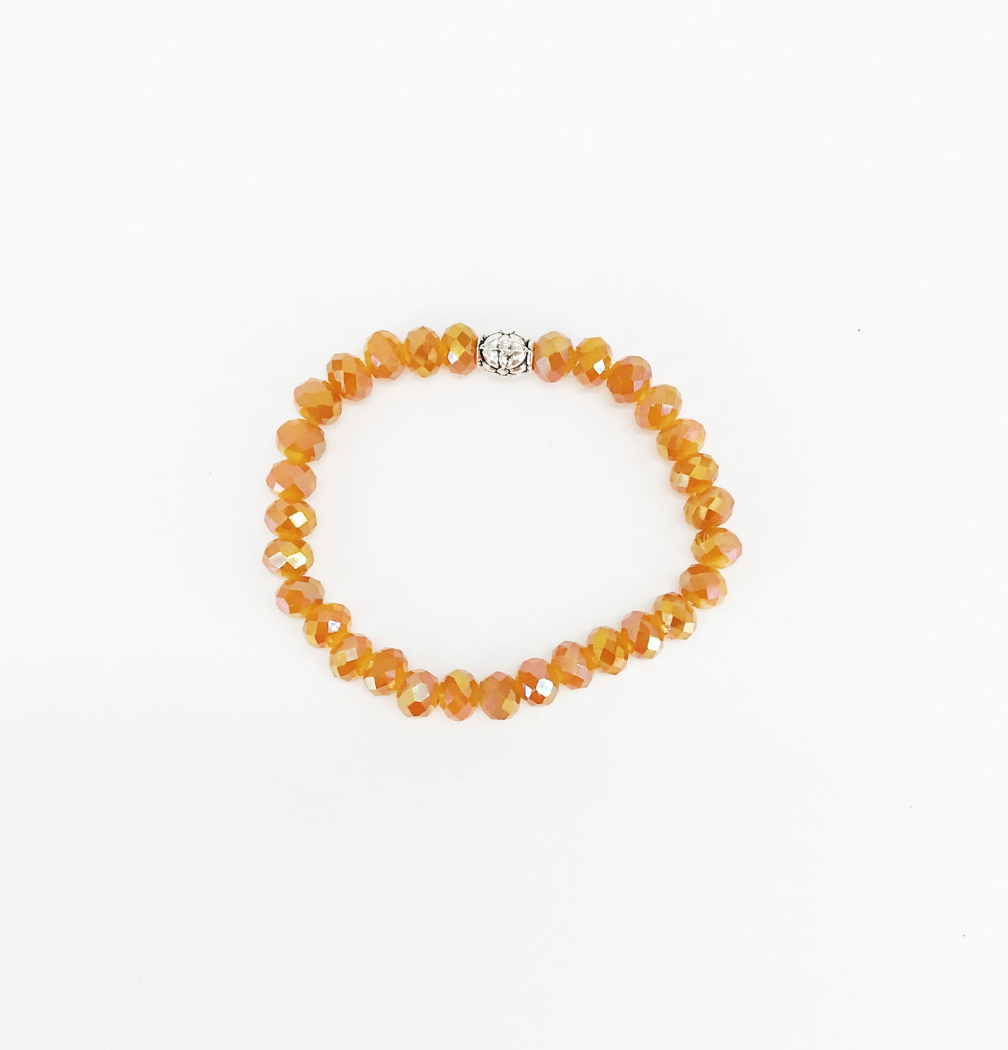 Burnt Orange Glass Bead Stretchy Bracelet
