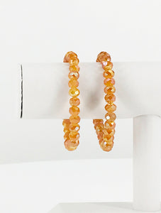 Burnt Orange Glass Bead Stretchy Bracelet