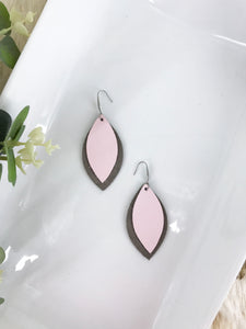 Gray Suede and Baby Pink Leather Earrings - E19-1132