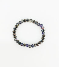 Load image into Gallery viewer, Metallic Gray &amp; Purple Glass Bead Stretchy Bracelet