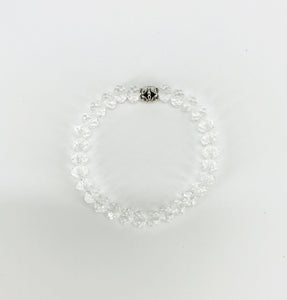 Crystal Clear Glass Bead Stretchy Bracelet