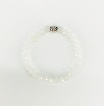 Load image into Gallery viewer, White Glass Bead Stretchy Bracelet