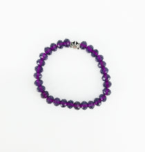 Load image into Gallery viewer, Purple Glass Bead Stretchy Bracelet
