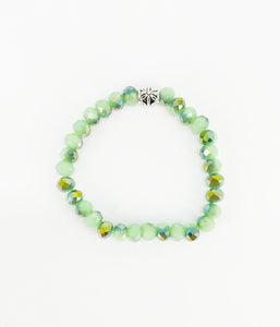 Mint Green Glass Bead Stretchy Bracelet