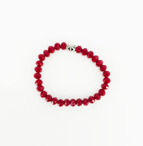 Red Glass Bead Stretchy Bracelet