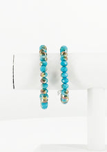 Load image into Gallery viewer, Aqua &amp; Bronze Glass Bead Stretchy Bracelet