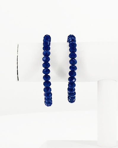 Royal Blue Glass Bead Stretchy Bracelet