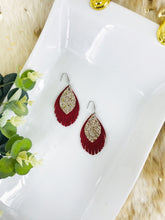 Load image into Gallery viewer, Red and Gold Glitter Genuine Leather Earrings - E19-1149