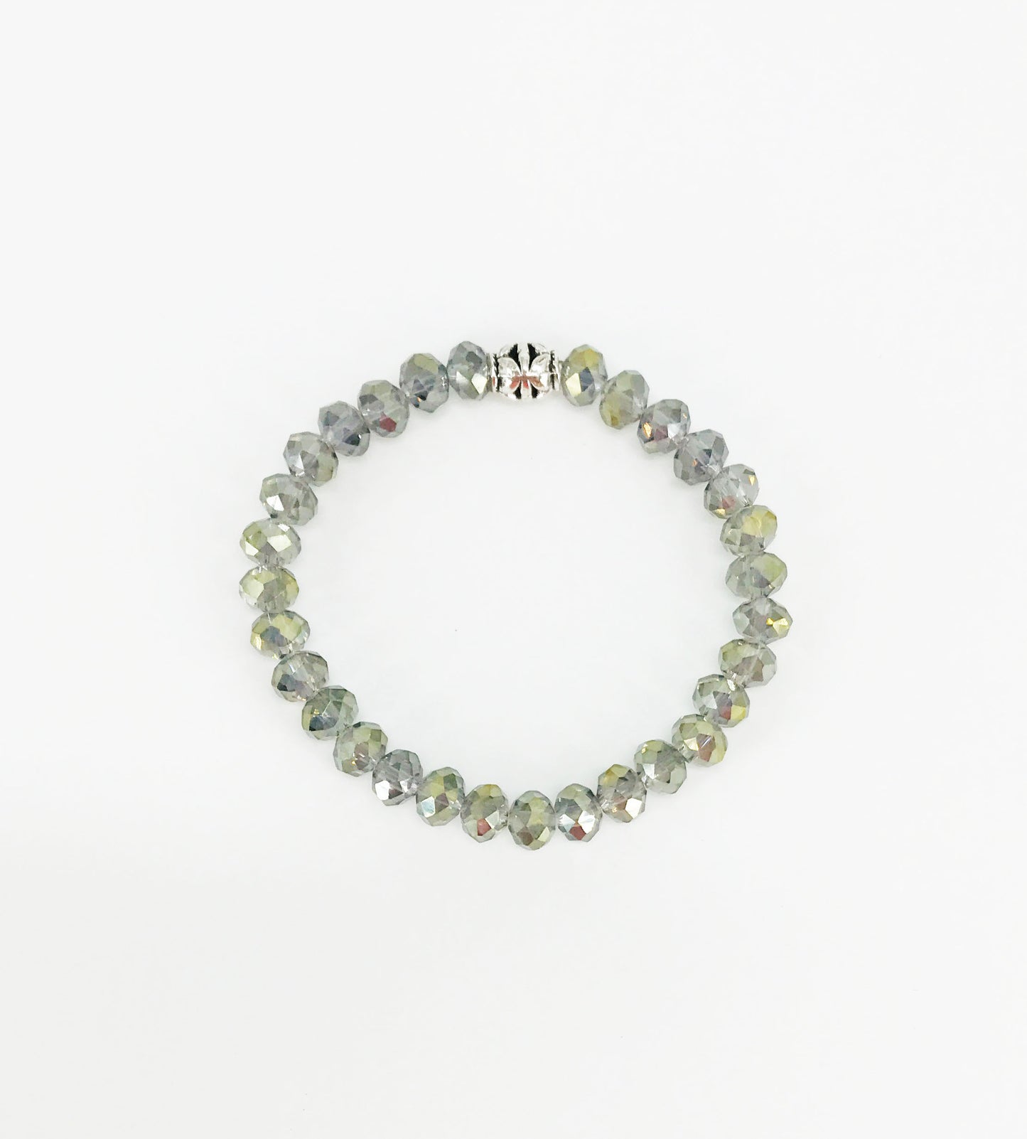 Abacus Gray Glass Bead Stretchy Bracelet