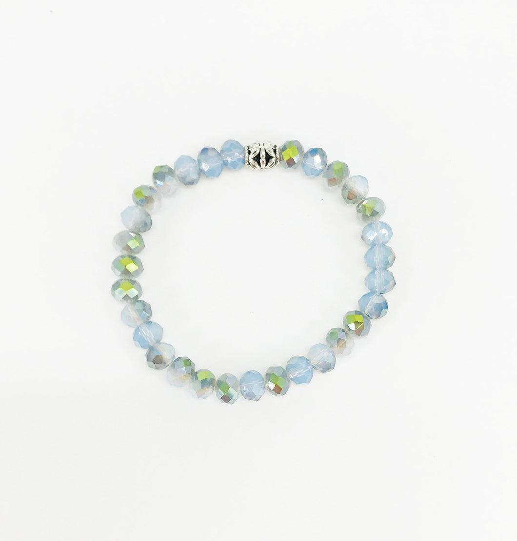 Sea Green Glass Bead Stretchy Bracelet