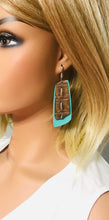 Load image into Gallery viewer, Aqua Leather and Turquoise Crocodile Leather Earrings - E19-1154