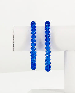 Medium Royal Blue Glass Bead Stretchy Bracelet