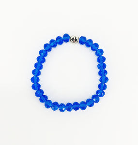 Medium Royal Blue Glass Bead Stretchy Bracelet