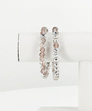 Load image into Gallery viewer, Pink &amp; Silver Glass Bead Stretchy Bracelet