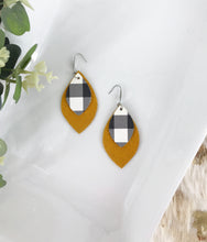 Load image into Gallery viewer, Mustard Suede and Buffalo Plaid Leather Earrings - E19-1157
