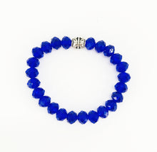 Load image into Gallery viewer, Dark Blue Glass Bead Stretchy Bracelet