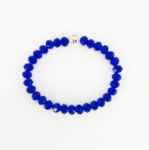 Dark Blue Glass Bead Stretchy Bracelet