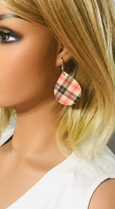 Tartan Plaid Leather Earrings - E19-1168