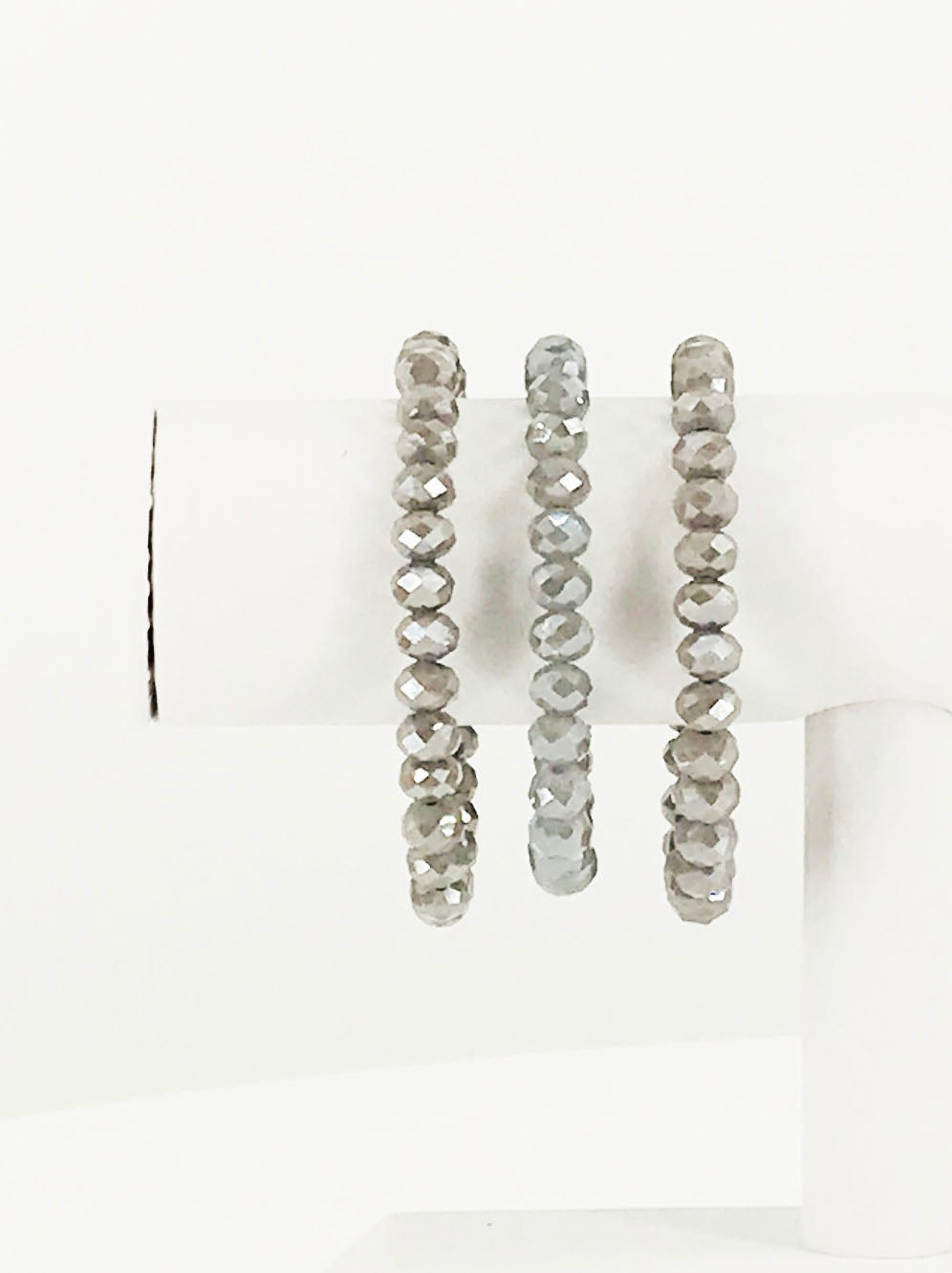 Dark Gray Glass Bead Stretchy Bracelet