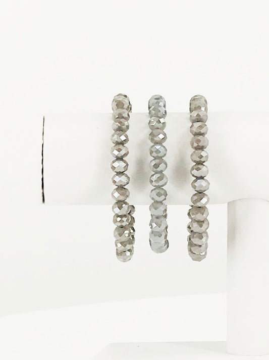 Dark Gray Glass Bead Stretchy Bracelet