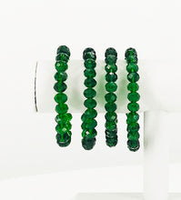 Load image into Gallery viewer, Dark Green Glass Bead Stretchy Bracelet