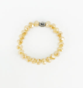 Champagne Glass Bead Stretchy Bracelet