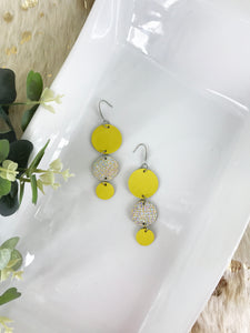 Yellow Leather and Banana Leather Earrings - E19-1174