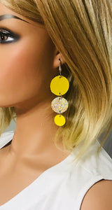 Yellow Leather and Banana Leather Earrings - E19-1174