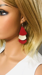 Cranberry and Metallic Gold Leather Earrings - E19-1175