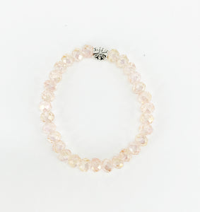 Pink & Gold Glass Bead Stretchy Bracelet