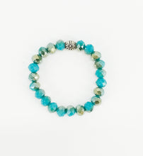 Load image into Gallery viewer, Aqua Glass Bead Stretchy Bracelet