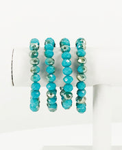 Load image into Gallery viewer, Aqua Glass Bead Stretchy Bracelet