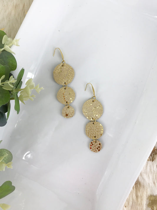 Elegant Mystic Gold on Tan Leather Earrings - E19-1187