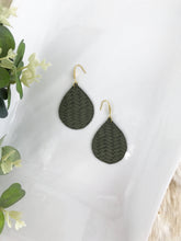 Load image into Gallery viewer, Olive Green Braided Fishtail Leather Earrings - E19-1194