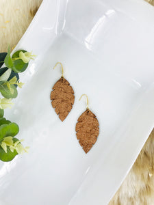 Vintage Crackle Copper Leather Earrings - E19-1197