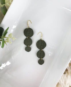 Olive Green Braided Fishtail Leather Earrings - E19-1200