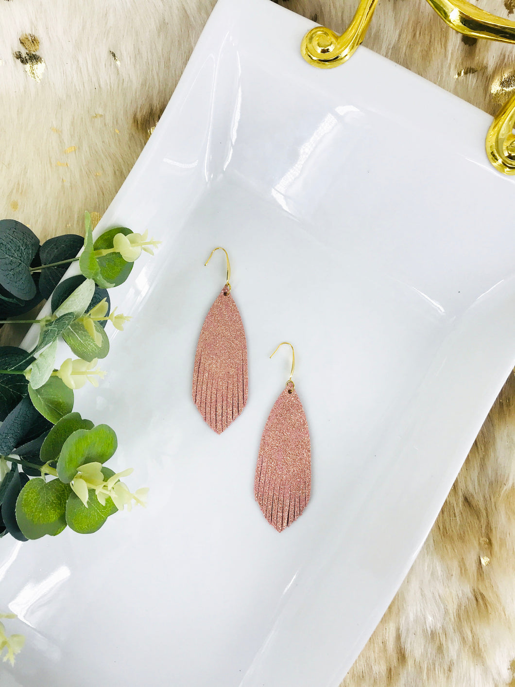 Rose Gold Leather Earrings - E19-1204