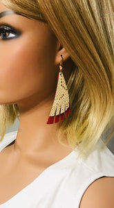 Red Suede and Mystic Gold Leather Earrings - E19-1207