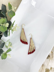 Red Suede and Mystic Gold Leather Earrings - E19-1207