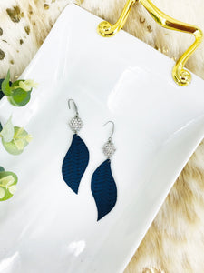 Blue Italian Fishtail Leather Earrings - E19-1211