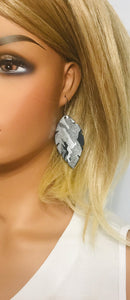 Navy Metallic Camo Leather Earrings - E19-1215