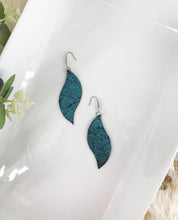 Load image into Gallery viewer, Light Turquoise Blue on Black Leather Earrings - E19-1217