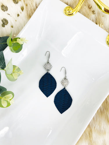 Blue Italian Fishtail Leather Earrings - E19-1220