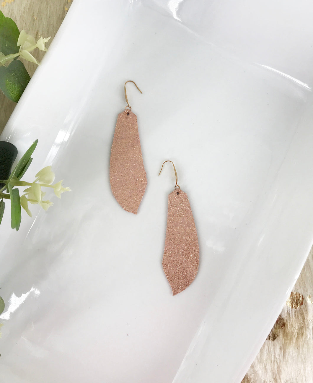 Rose Gold Leather Earrings - E19-1223
