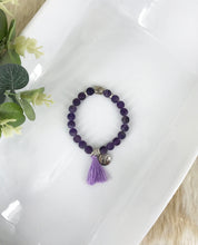 Load image into Gallery viewer, Natural Gemstone and Tassel Stretchy Bracelet