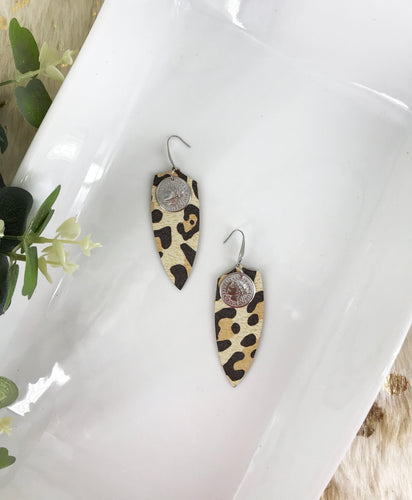 Almond Cheetah Leather Earrings - E19-1247